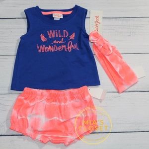 NWT Cat & Jack Girls Top & Bottom 3 pc Set